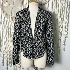 Robert Rodriguez Black and Cream Floral Stamp Tux Inspired Blazer Size 4